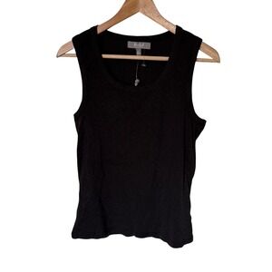 Marled Essentials Womens Black Scoop Neck Tank Top Cotton Modal Blend Size M NWT